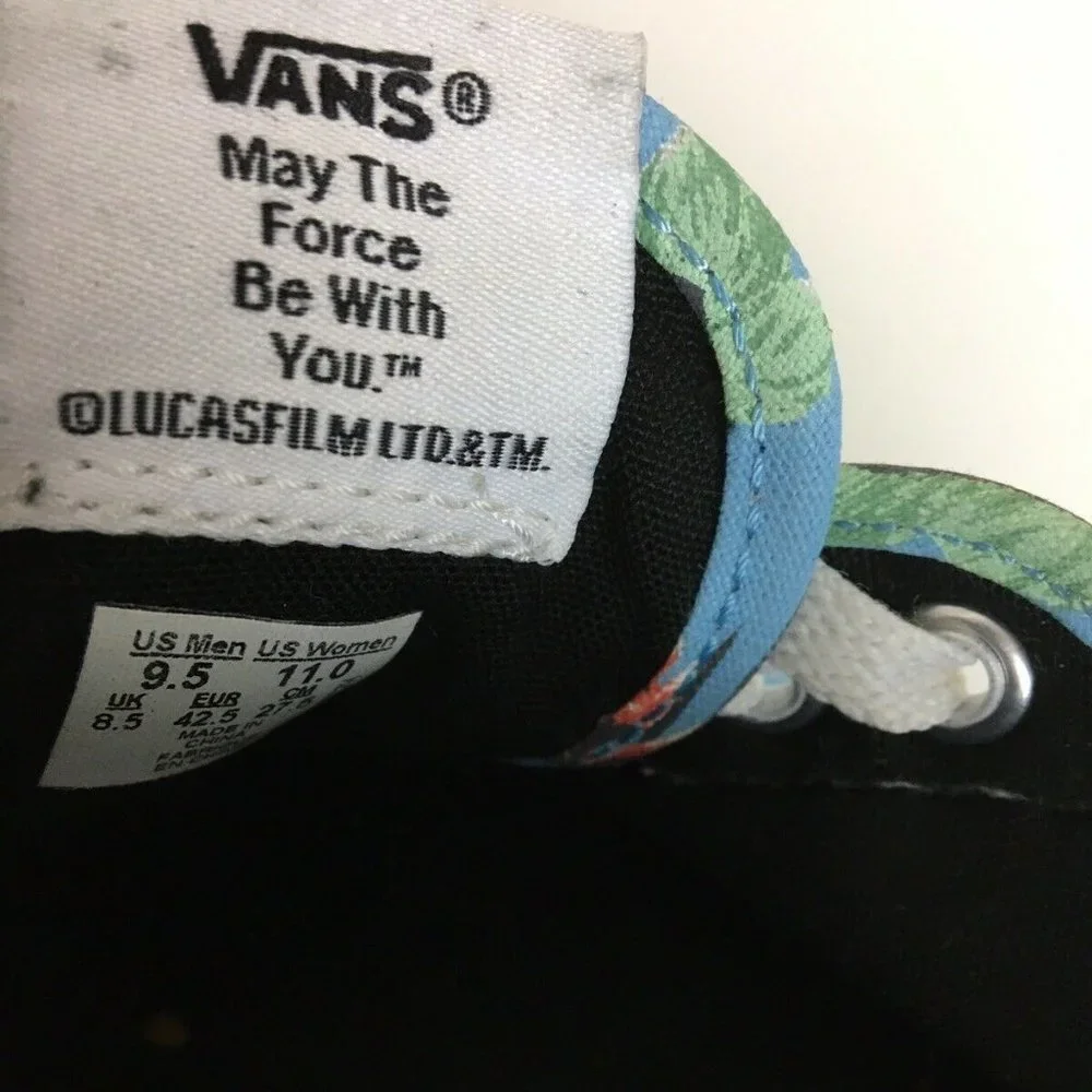 Vans x Star Wars Yoda Floral Canvas Sneakers Blue Print Shoes